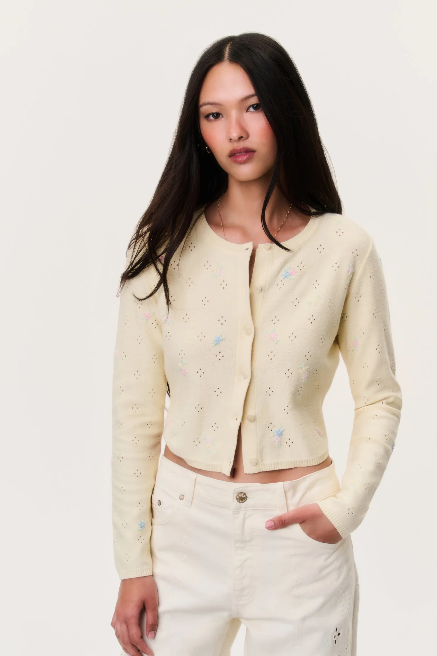 Paelynn bestickter Blumen-Cardigan