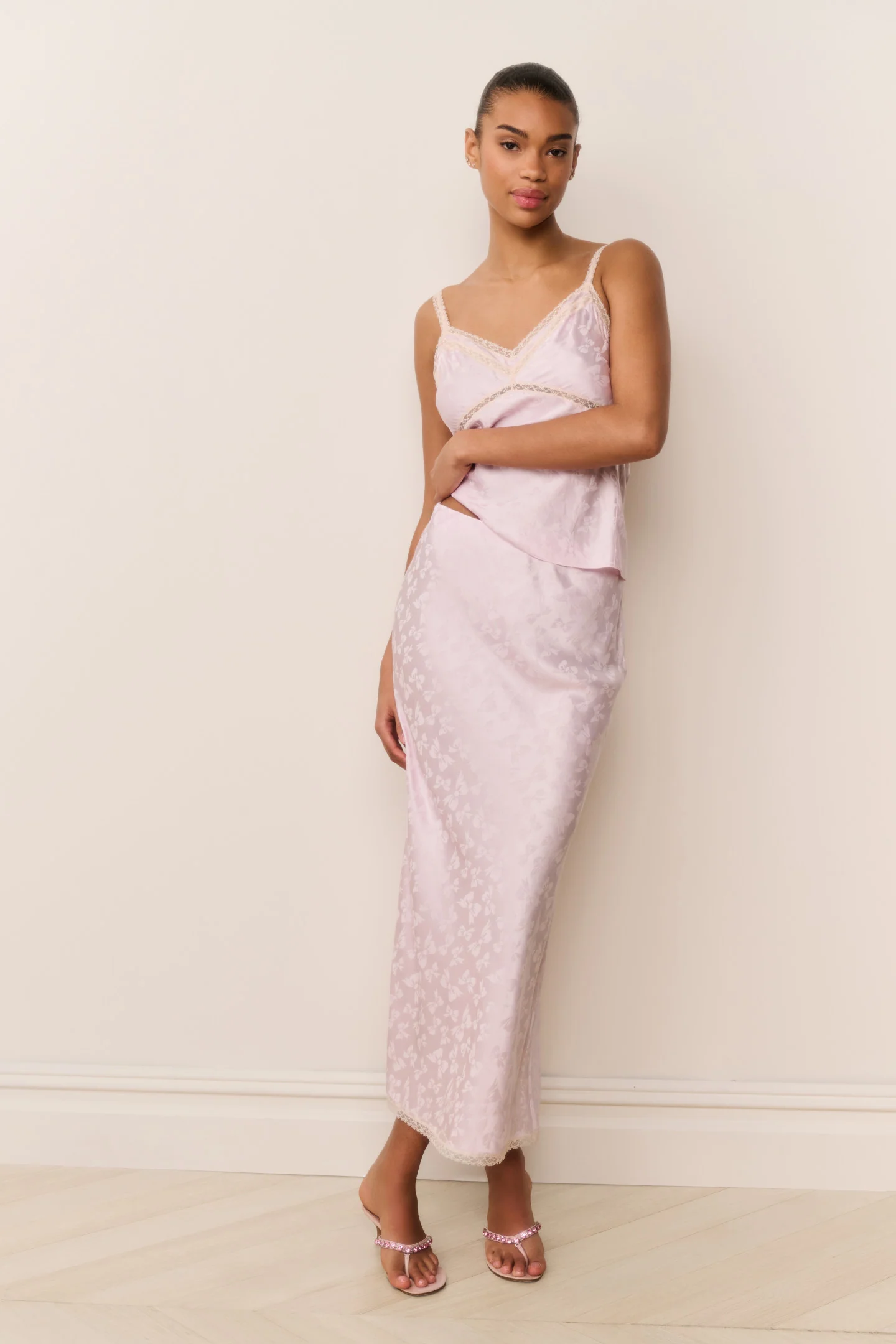 Kalo Seidenmischungs-Bow-Jacquard-Maxirock