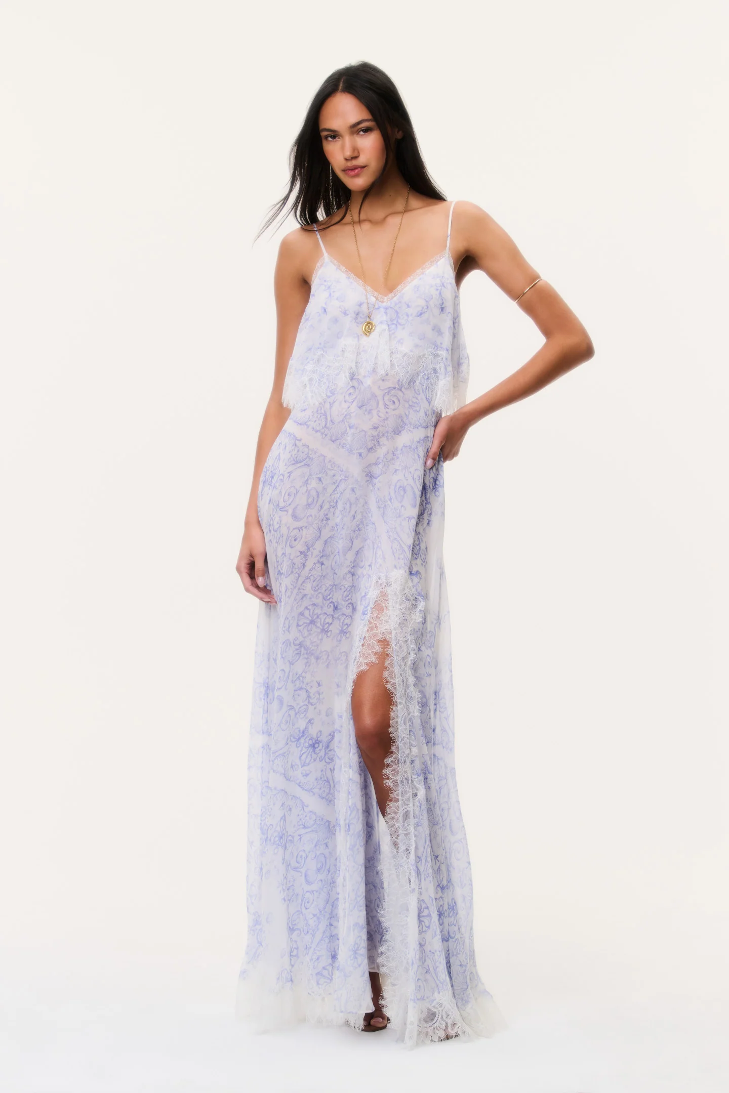 Stelline Sheer-Seiden-Maxikleid