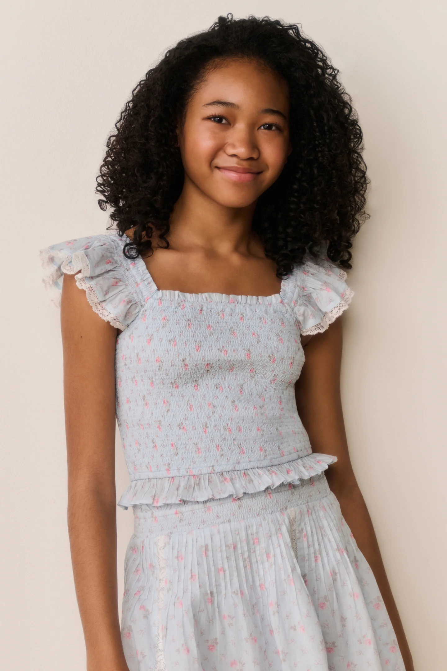 Tween Jeanna Blusen-Top aus Baumwolle mit Blumenmuster