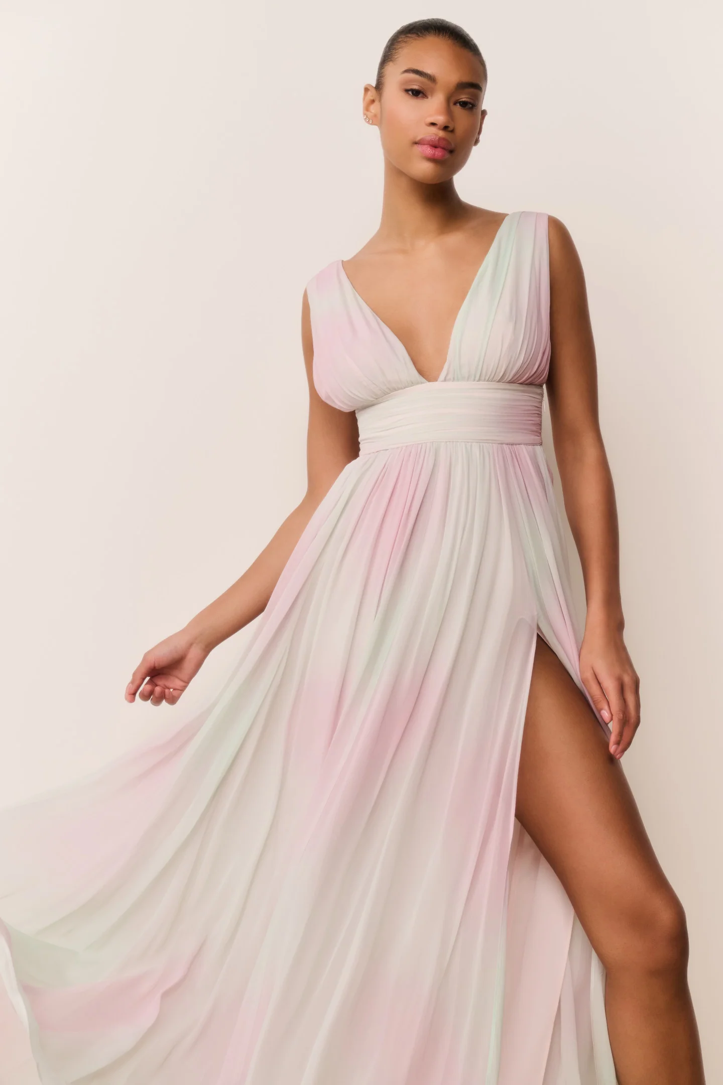 Madeleine Pastell-Tie-Dye-Chiffon-Maxikleid