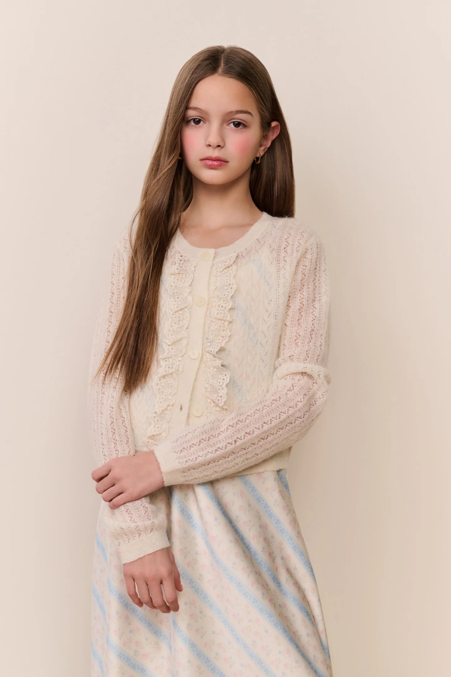 Tween Kena Alpaka-Woll Pointelle Cardigan