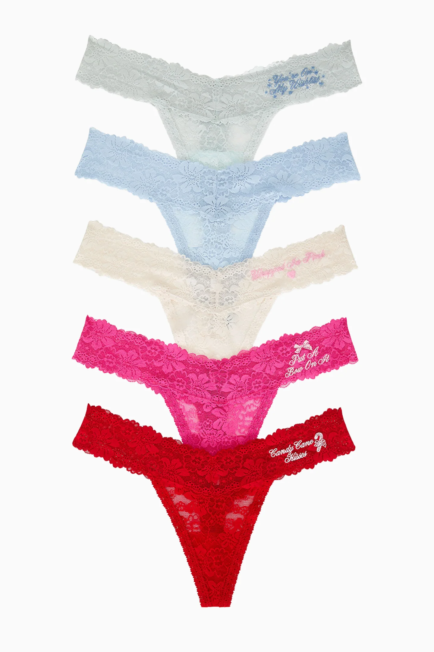PINK x LoveShackFancy Wink Spitzen-BH-String - Pack von 5