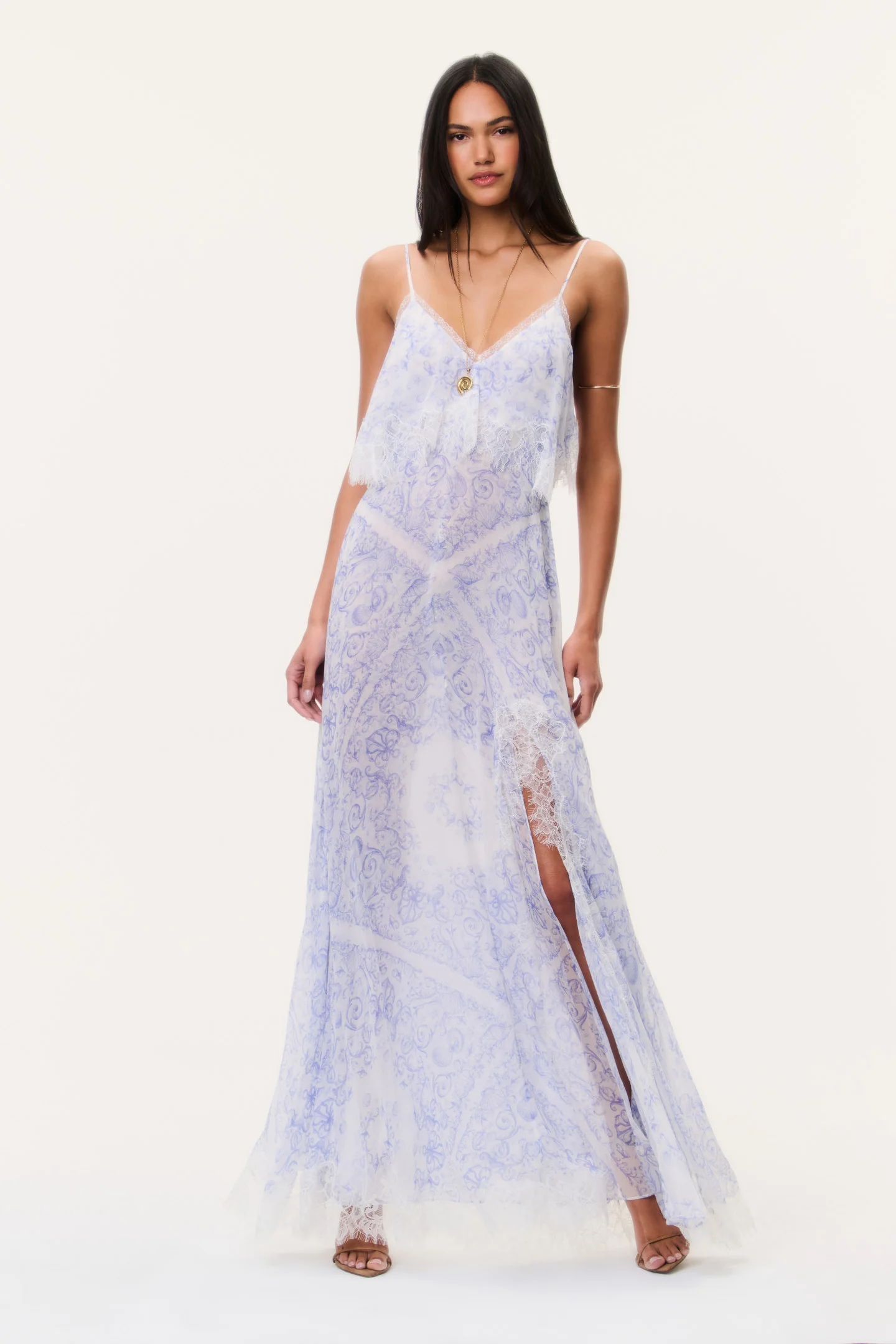 Stelline Sheer-Seiden-Maxikleid
