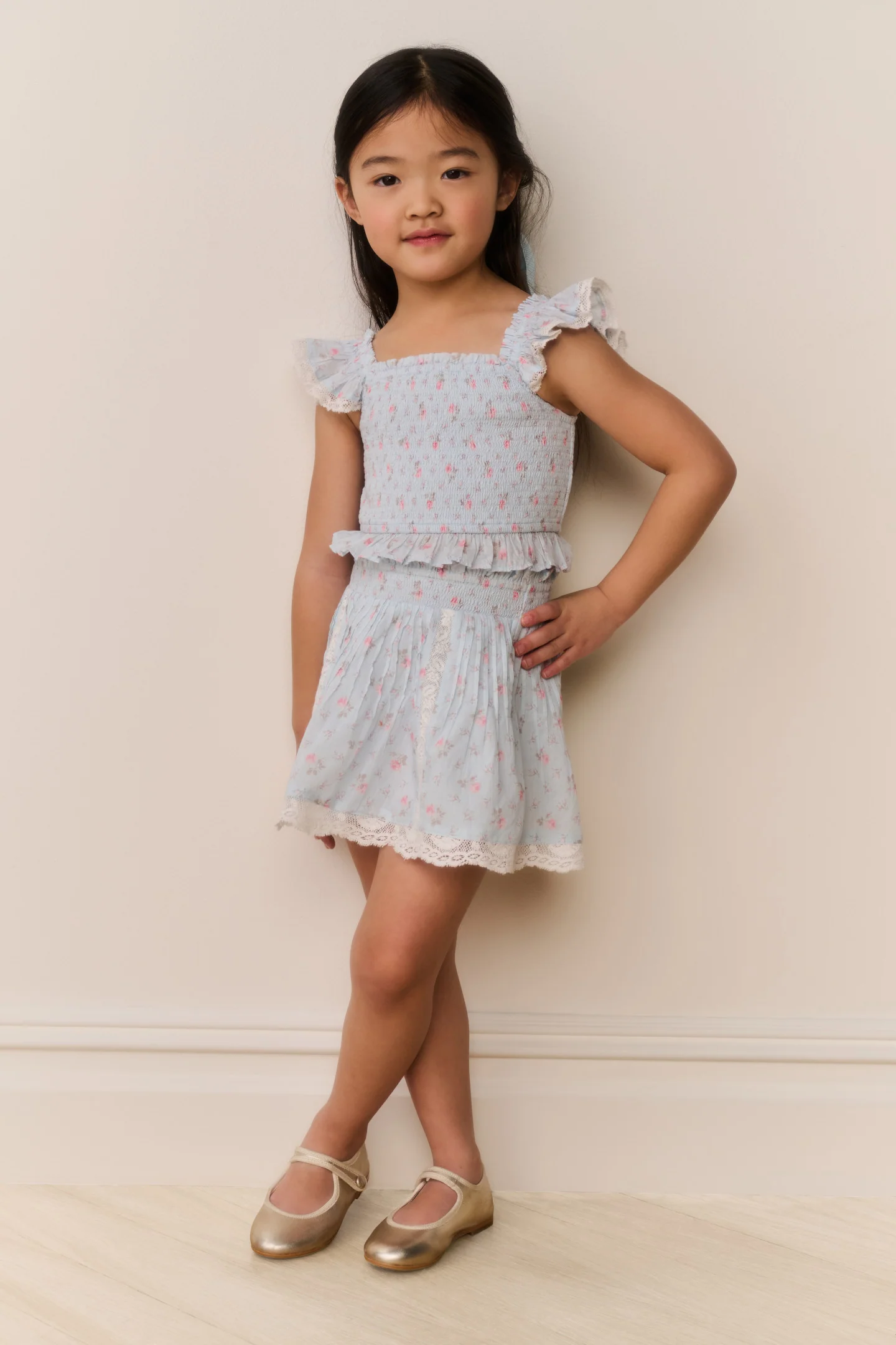 Kleines Mädchen Jeanna Bluse mit Blumenmuster aus Baumwolle