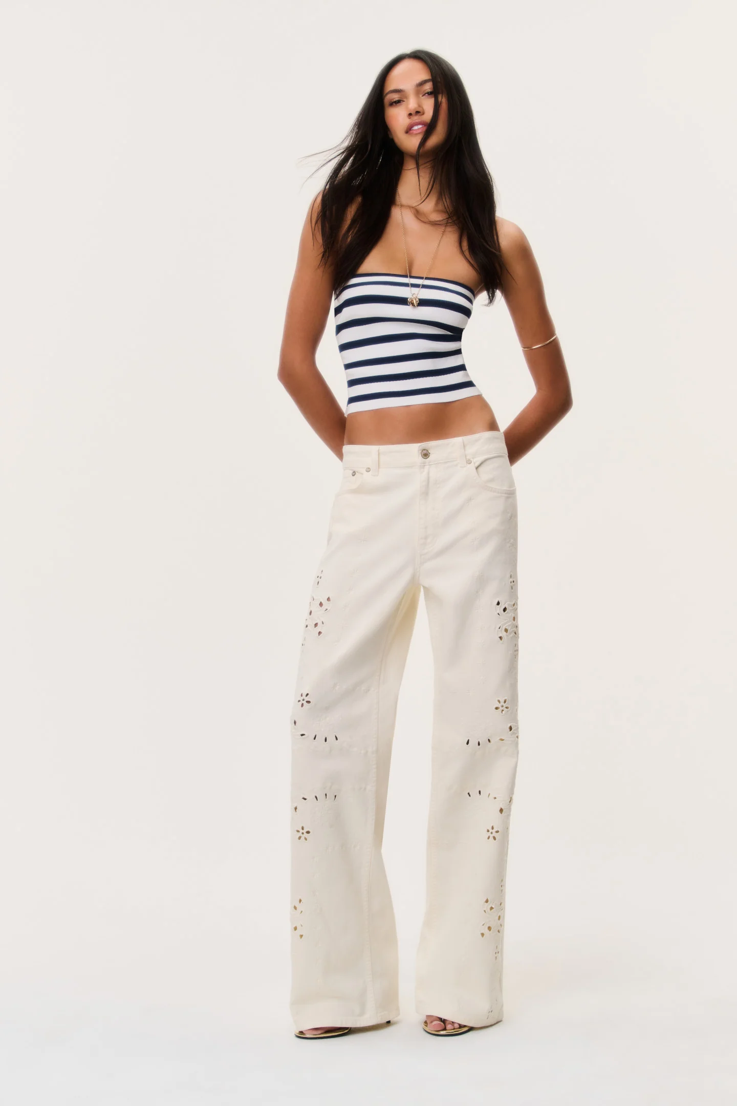 Dellah Floral Eyelet-Jeans