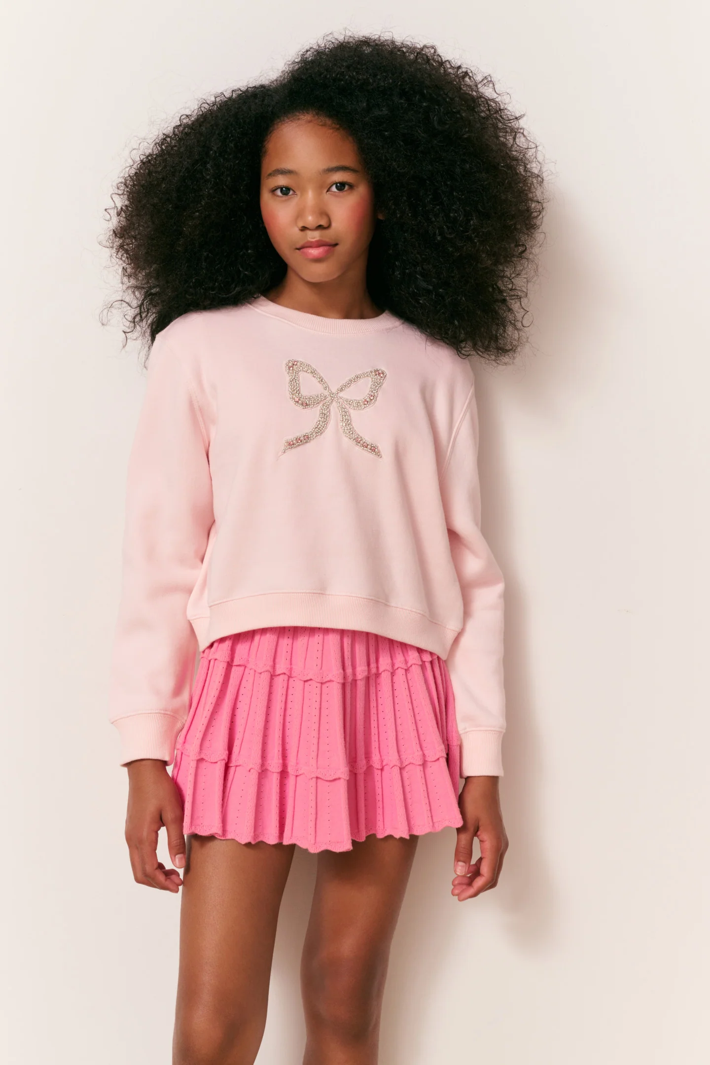 Mädchen Lumi verzierte Bogen Fleece-Pullover Mädchen Lumi verzierte Bogen Fleece-Pullover