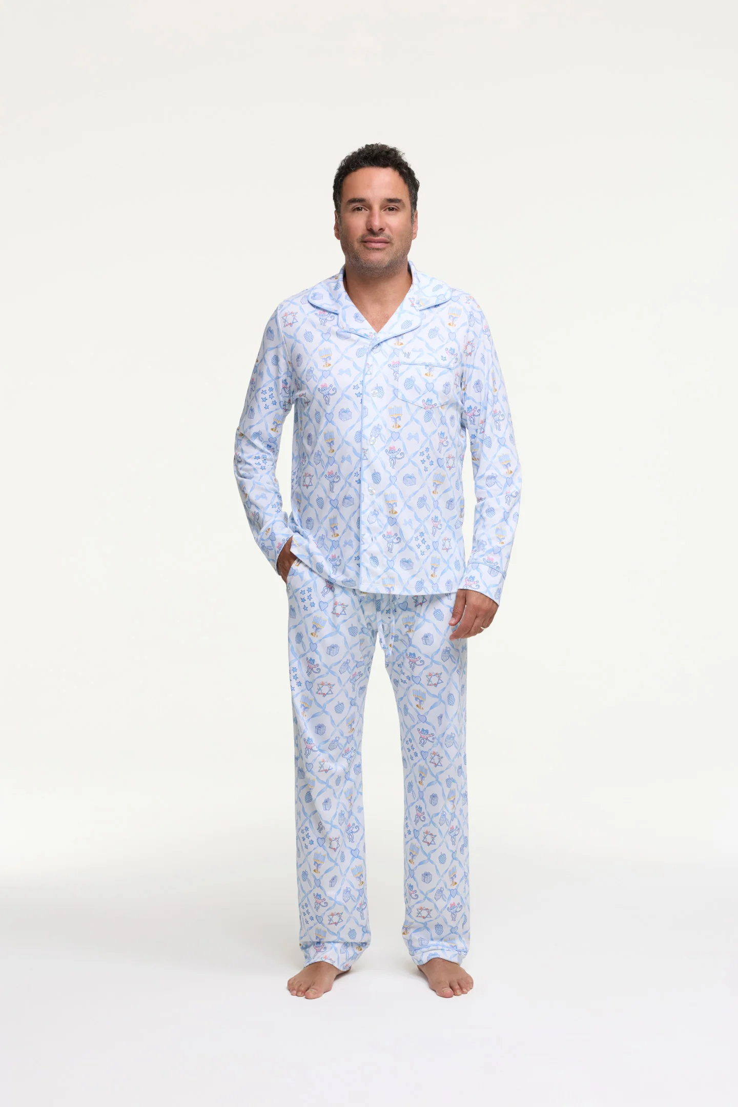 LoveShackFancy x Roller Rabbit Herren Starry Nights Gitter Langarm-Pyjama