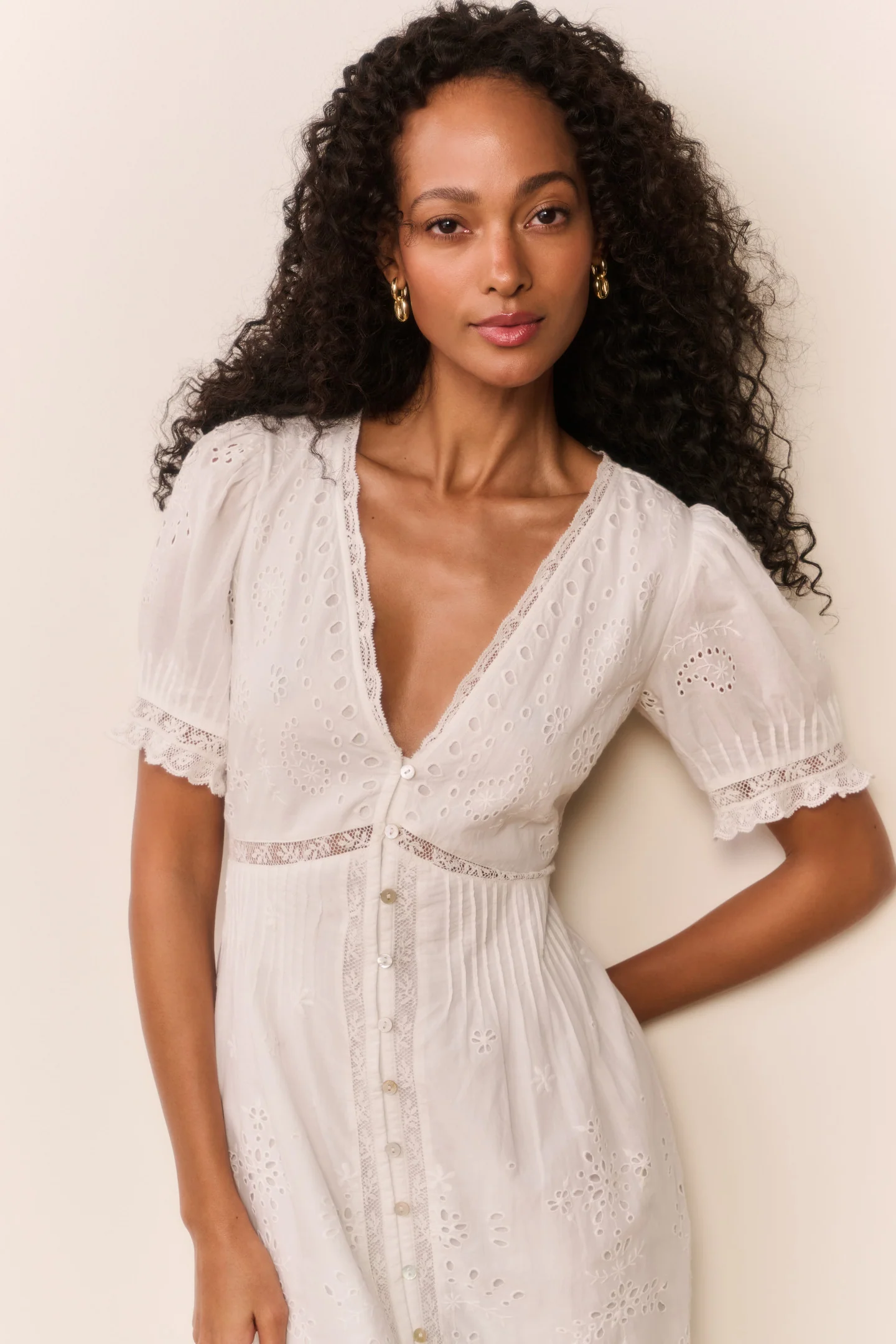 Tarragon-Baumwoll-Bandana-Augen-Ohrring-Midi-Kleid