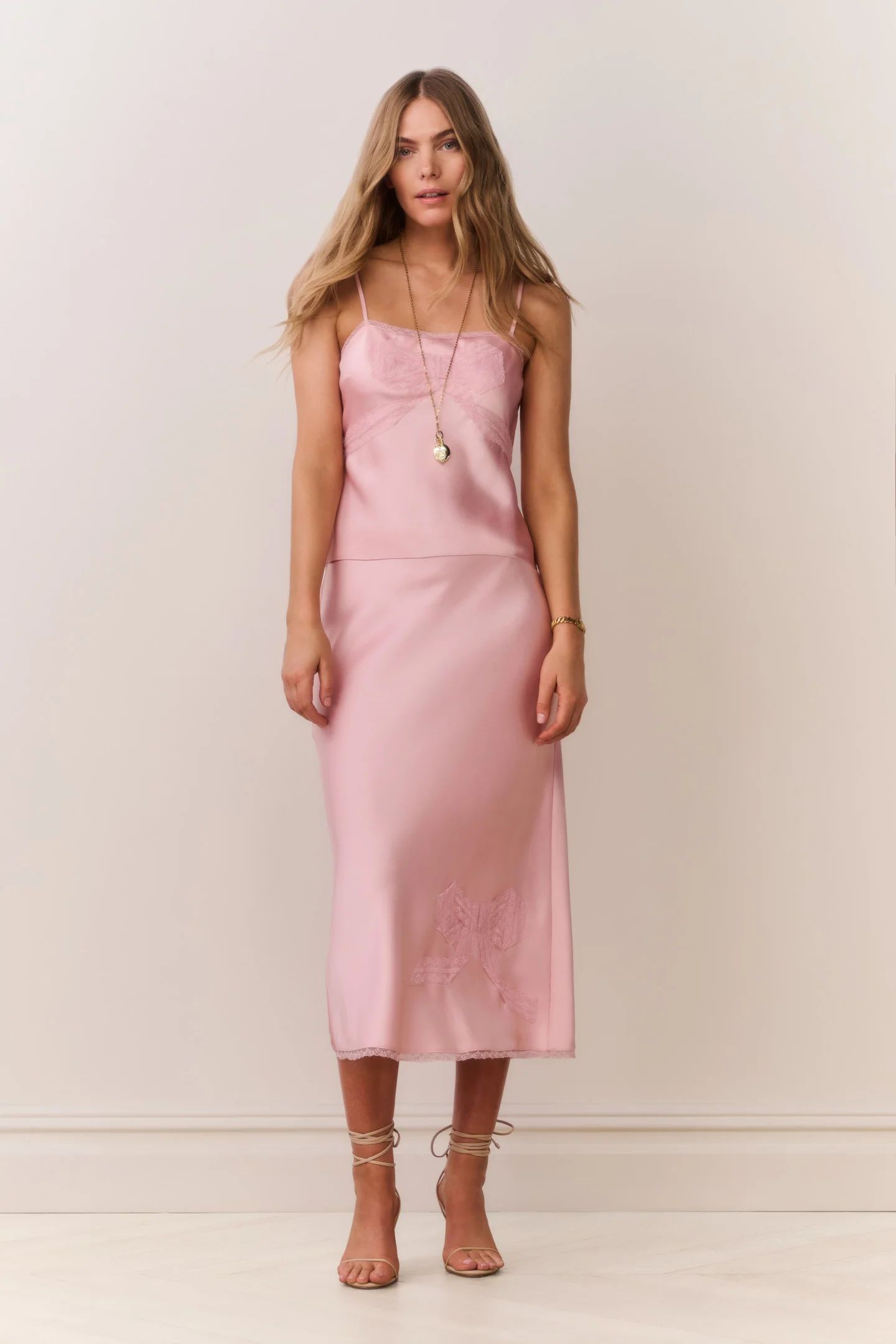 Vallis Spitzen-Bow-Satin-Midi-Rock