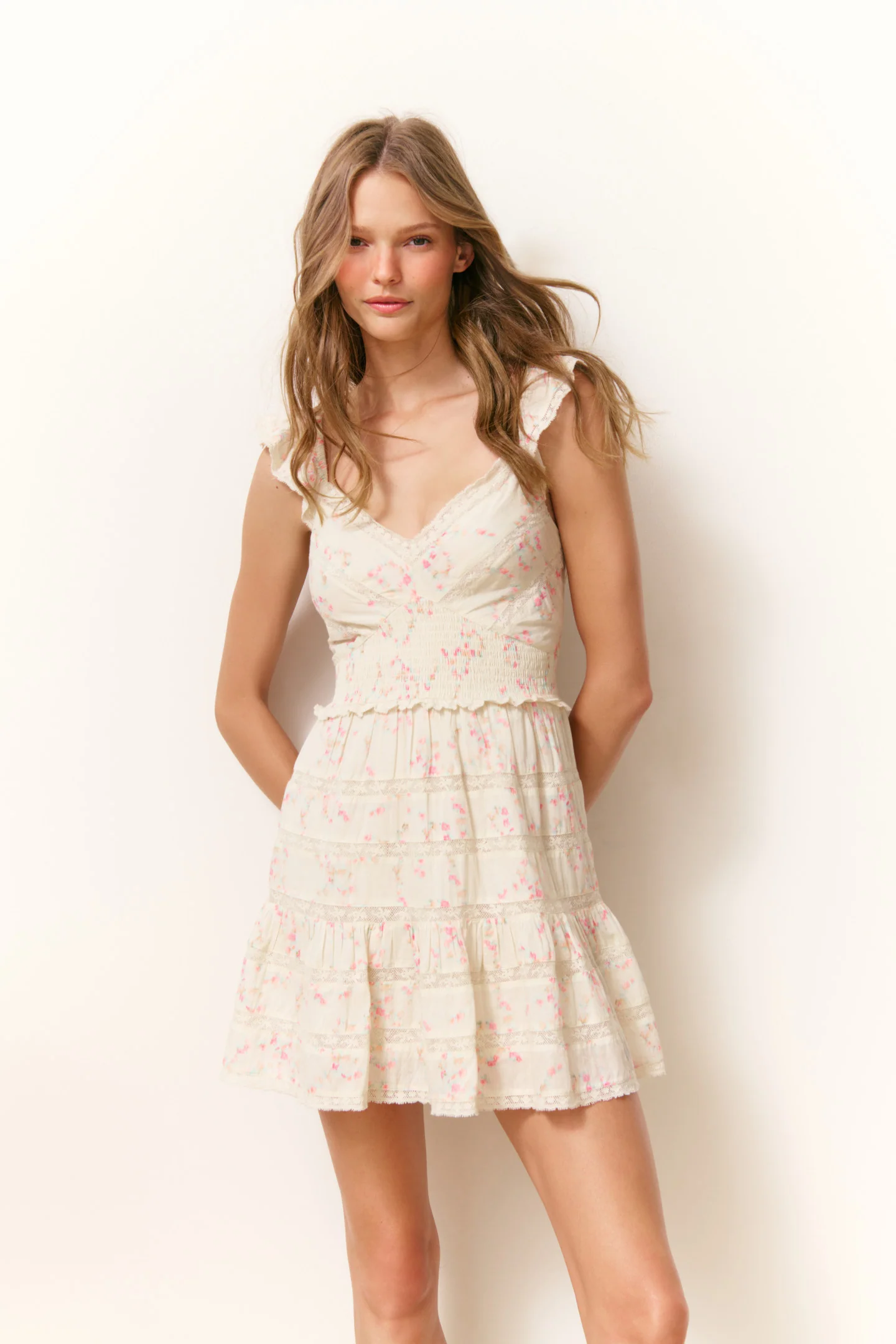 Finny Baumwolle Luna Rosa Fleur Mini-Kleid
