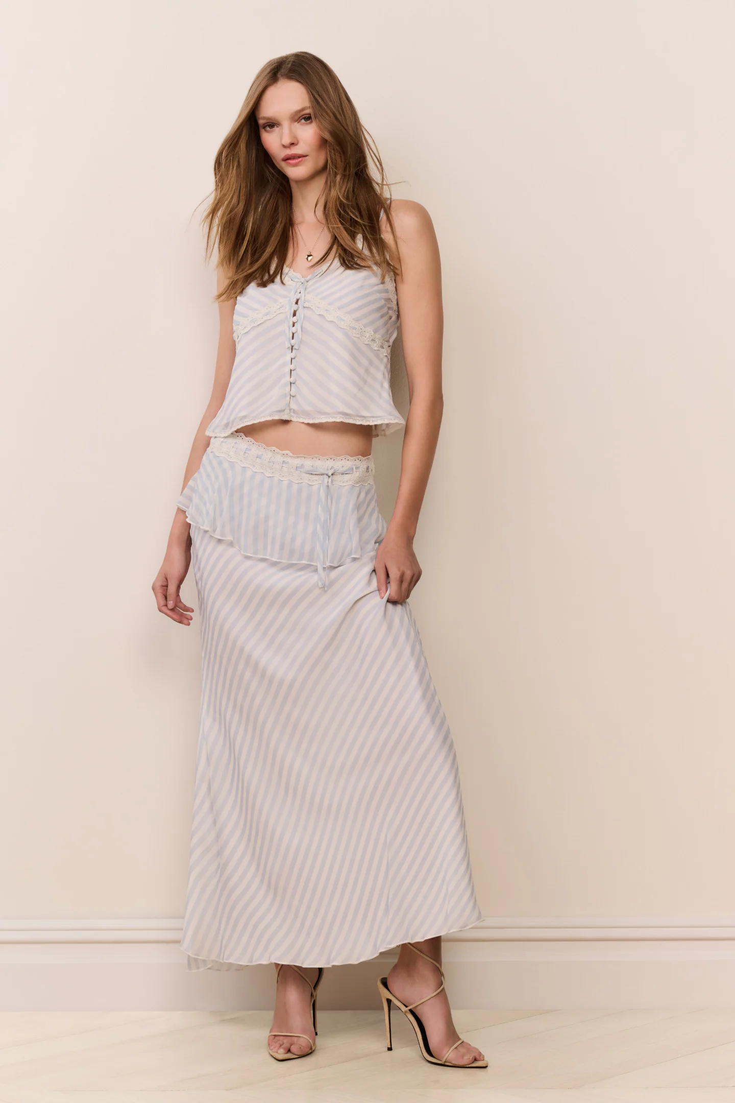 Sylette Chiffon gestreifter Maxirock