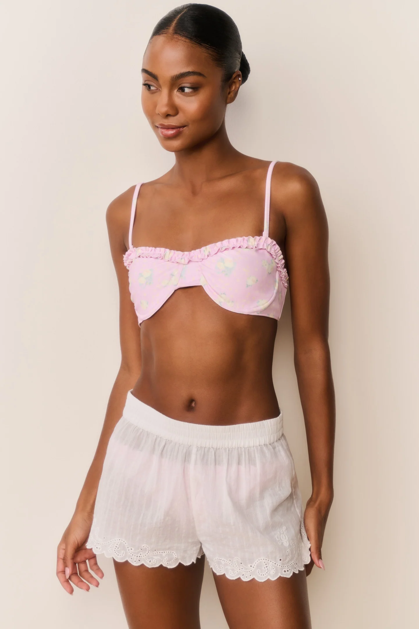 Ozean bestickte Baumwoll-Überzieh-Shorts