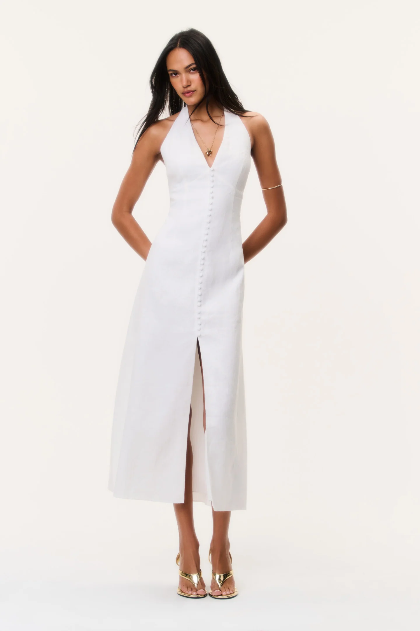 Lovis Leinen Halter Maxikleid