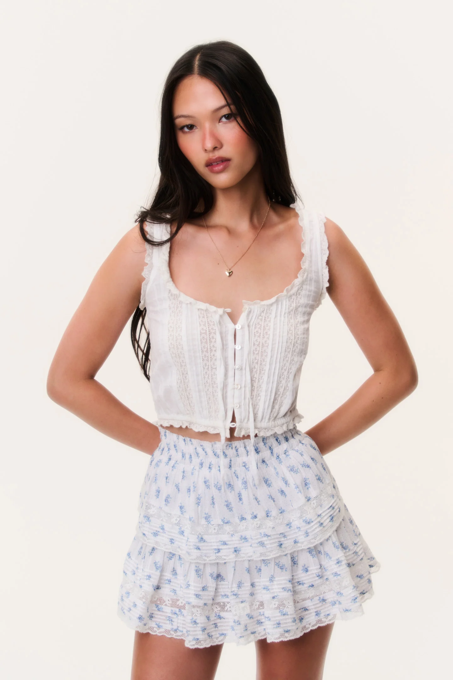 Indigo Cloud Ruffle Mini-Röckchen