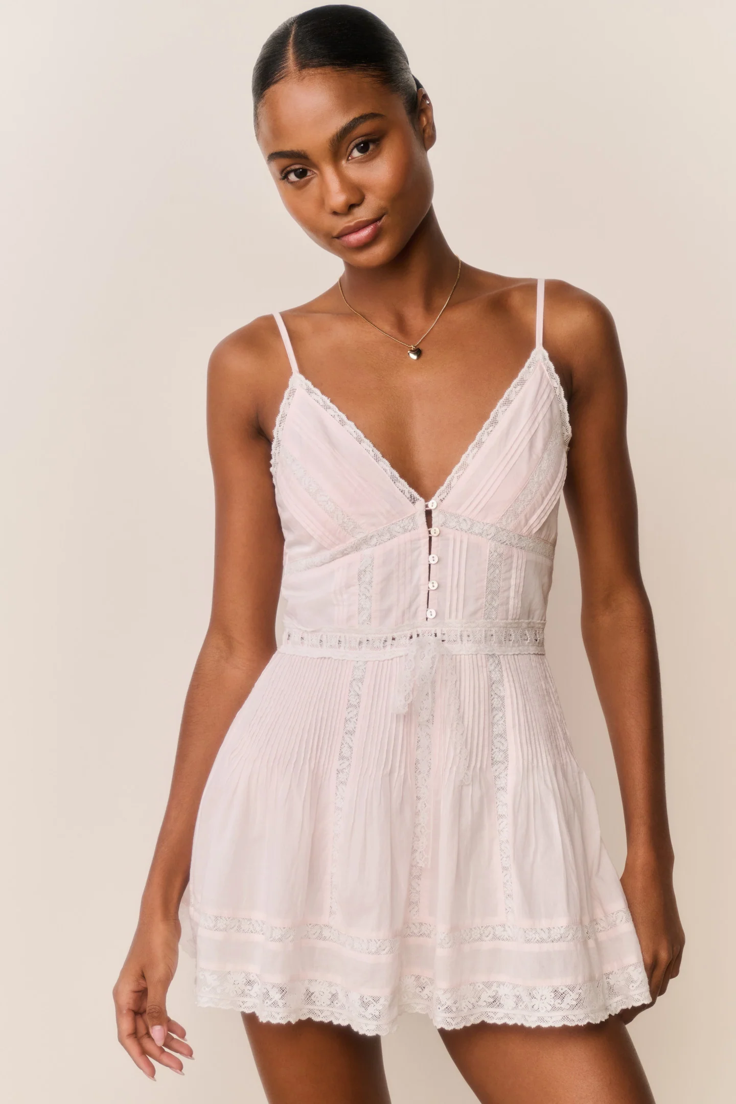 Zirelle Pink Baumwoll-Rüschen-Verzierte Minikleid