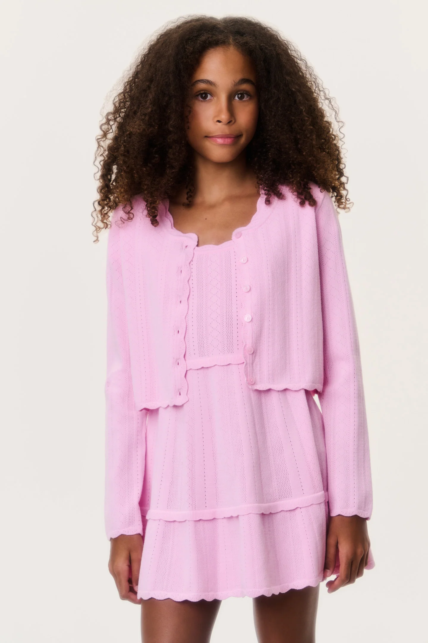 Tween Stretch Pointelle Strickjacke