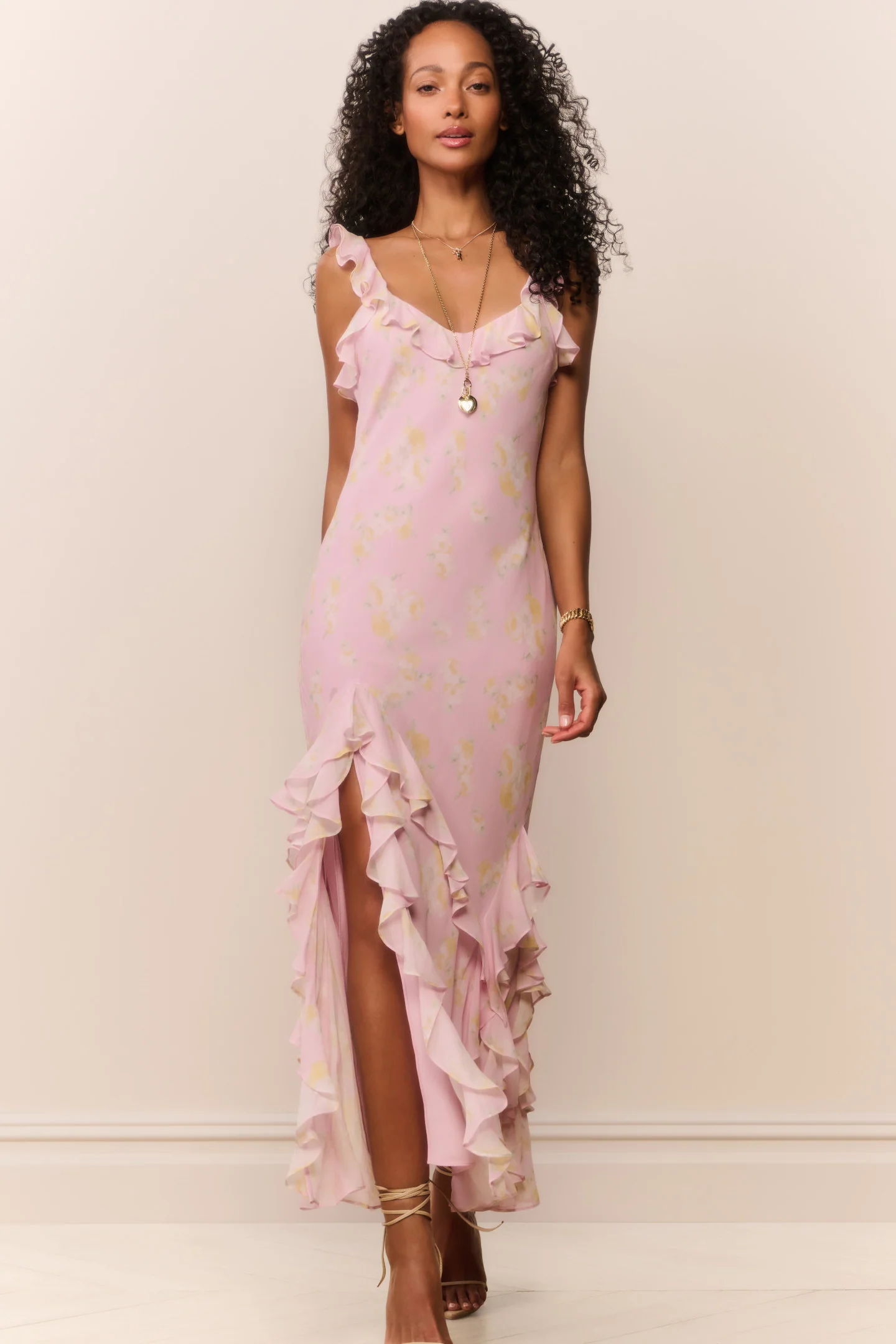 Roseline Blumen-Chiffon-Maxikleid