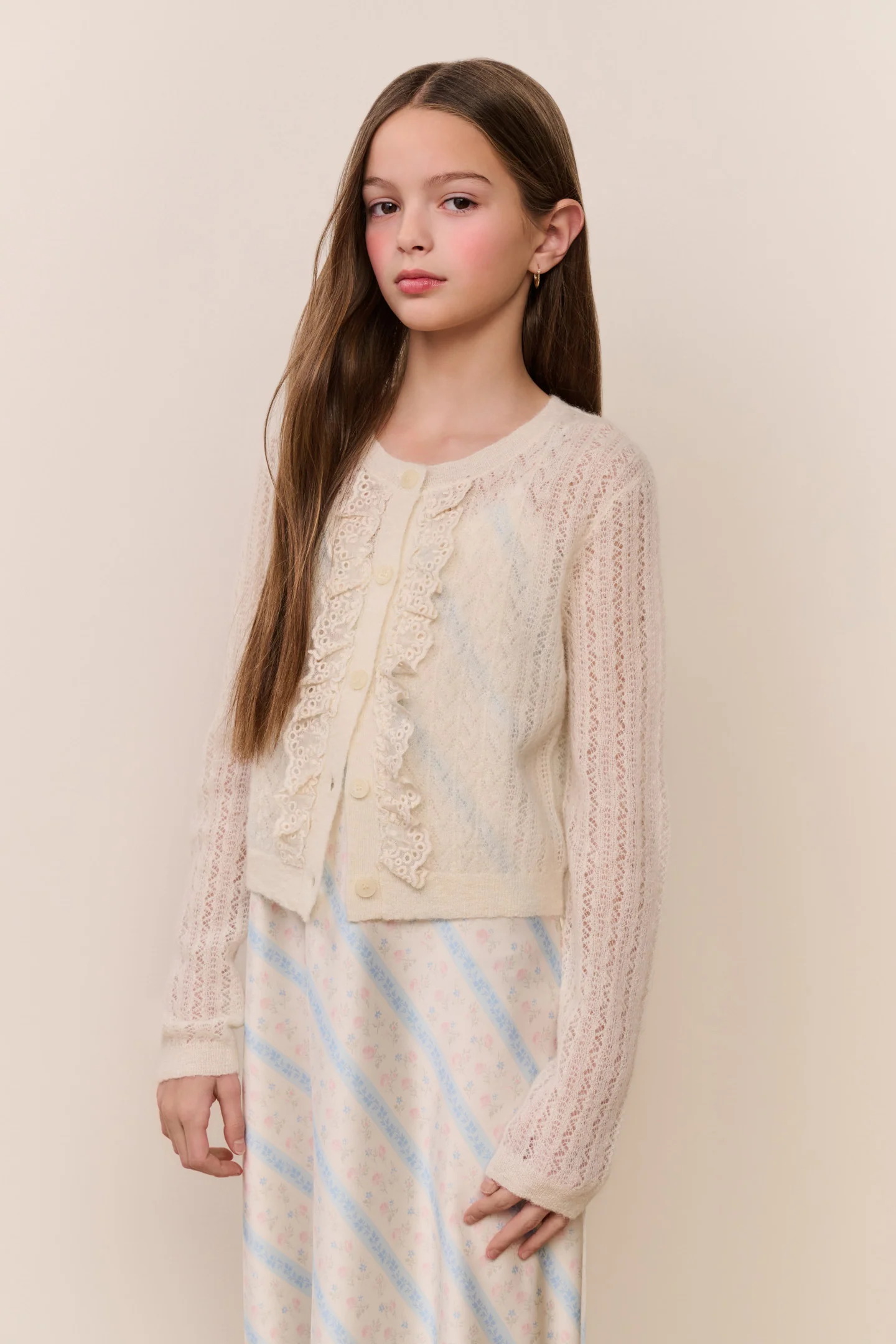 Tween Kena Alpaka-Woll Pointelle Cardigan