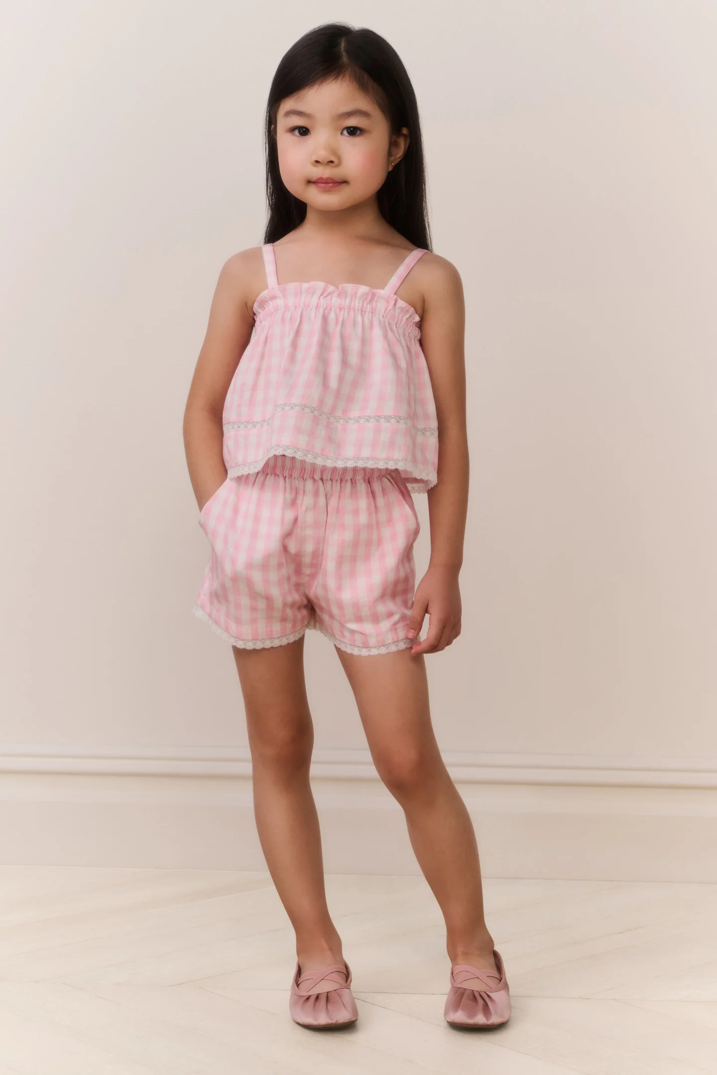 Kleine Mädchen Georgie Gingham-Shorts