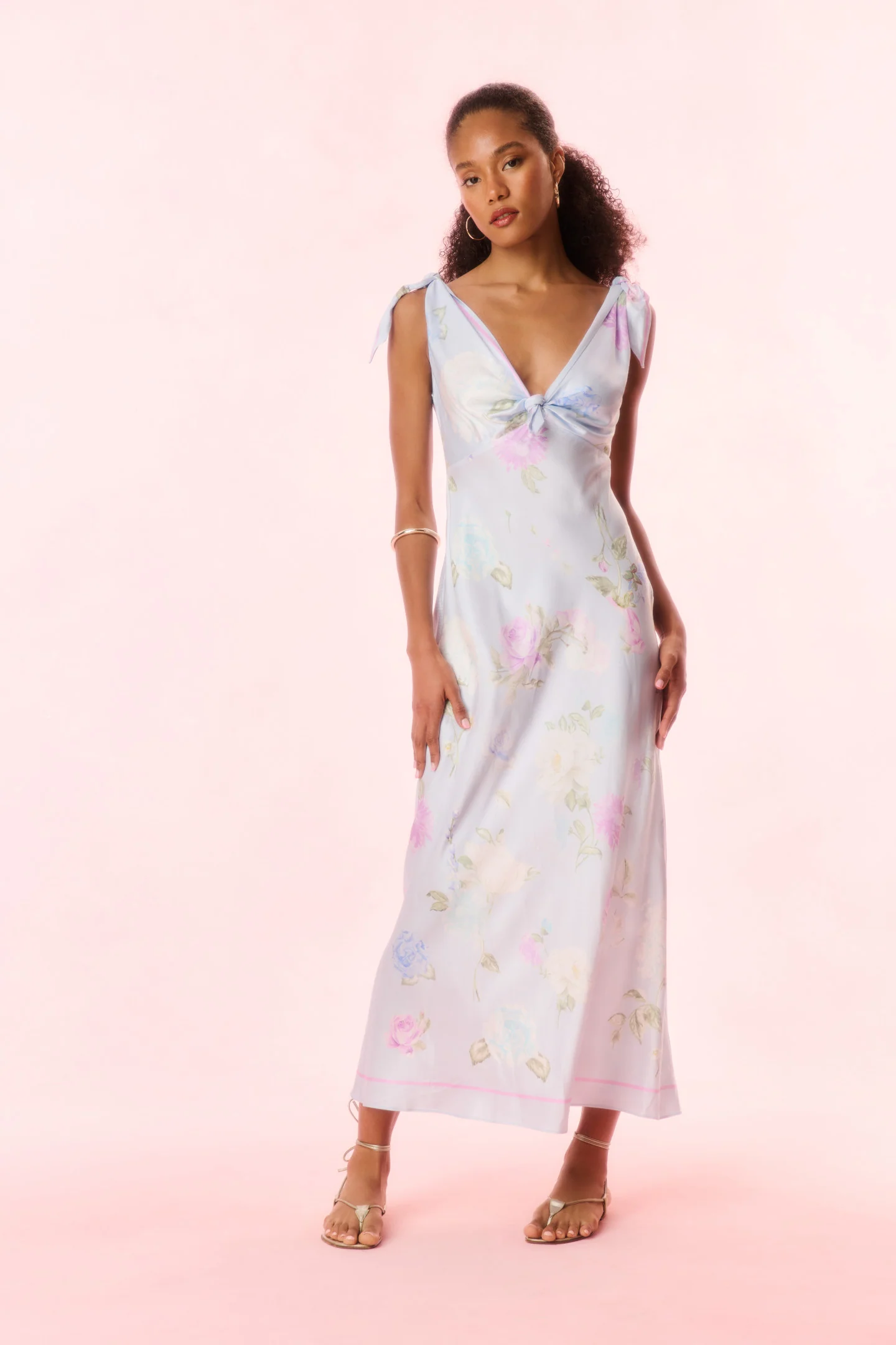 Perri Blumen-Schal-Tie-Maxikleid
