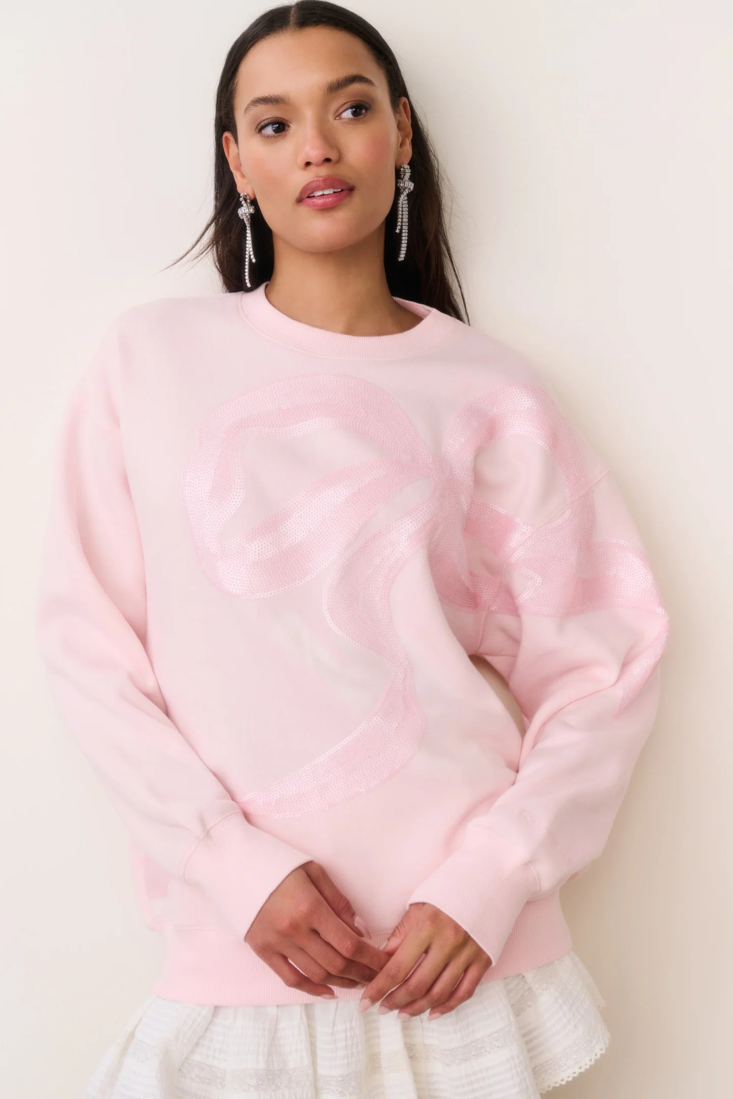 Palo-Pullover aus Fleece mit Pailletten-Bow