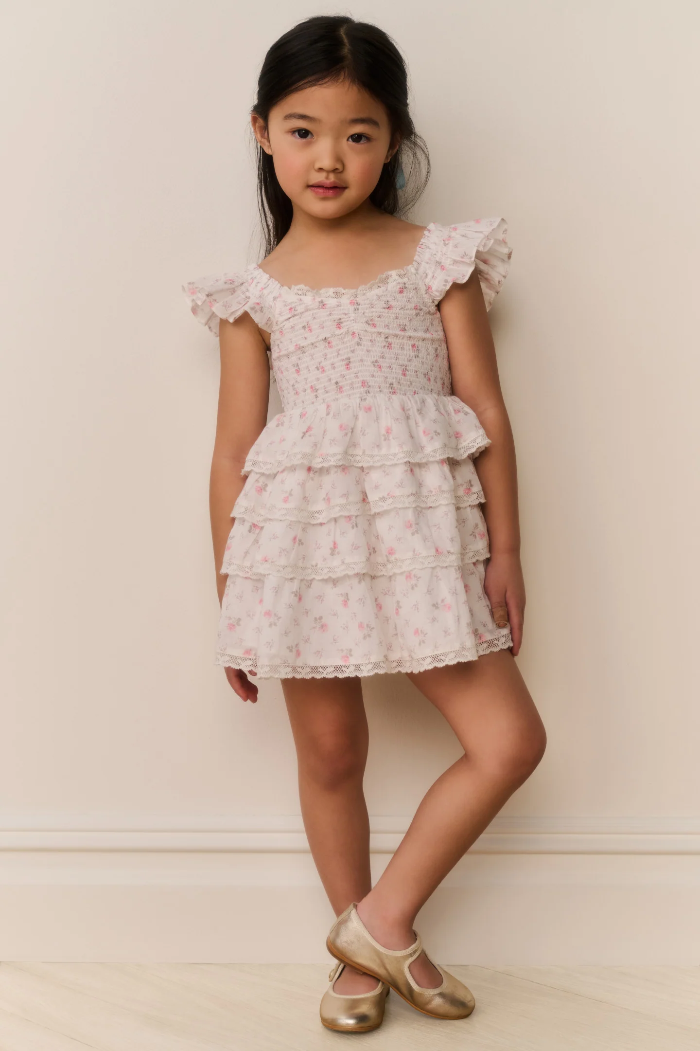 Kleines Mädchen Linoette Blumenbaumwollkleid