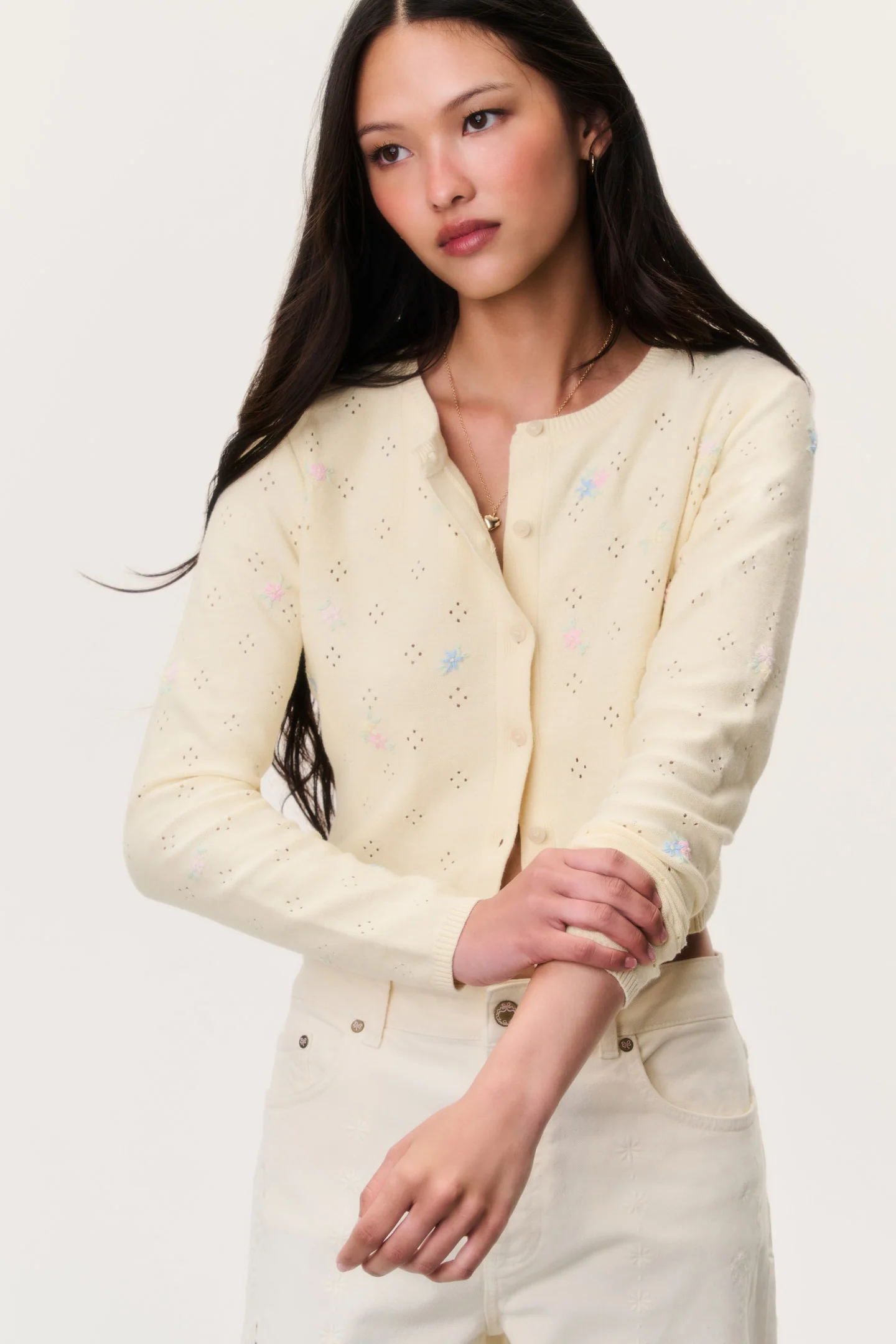 Paelynn bestickter Blumen-Cardigan