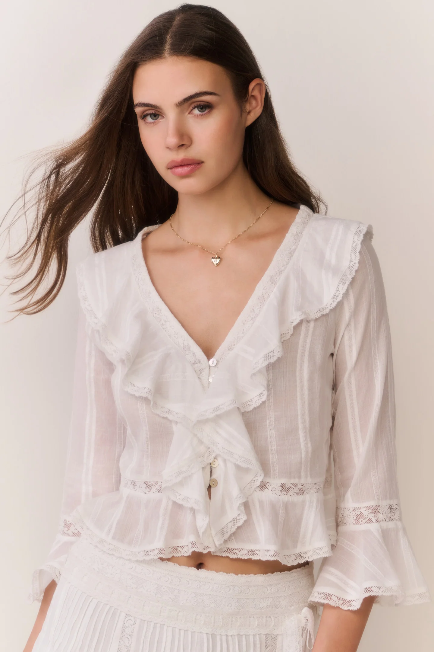 Olenna Baumwoll-Victorian-Rüschen-Top