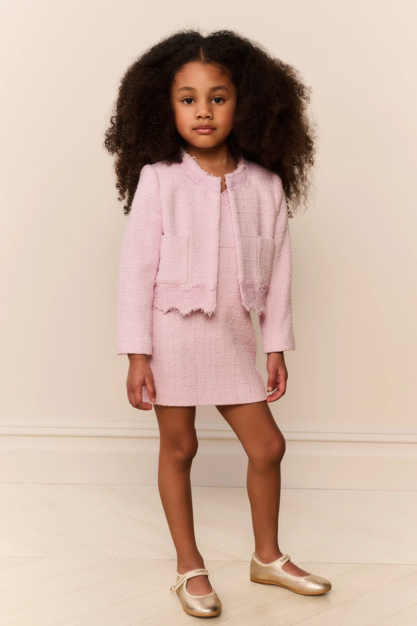 Kleines Mädchen Spitzen-Tweed-Erinal-Jacke