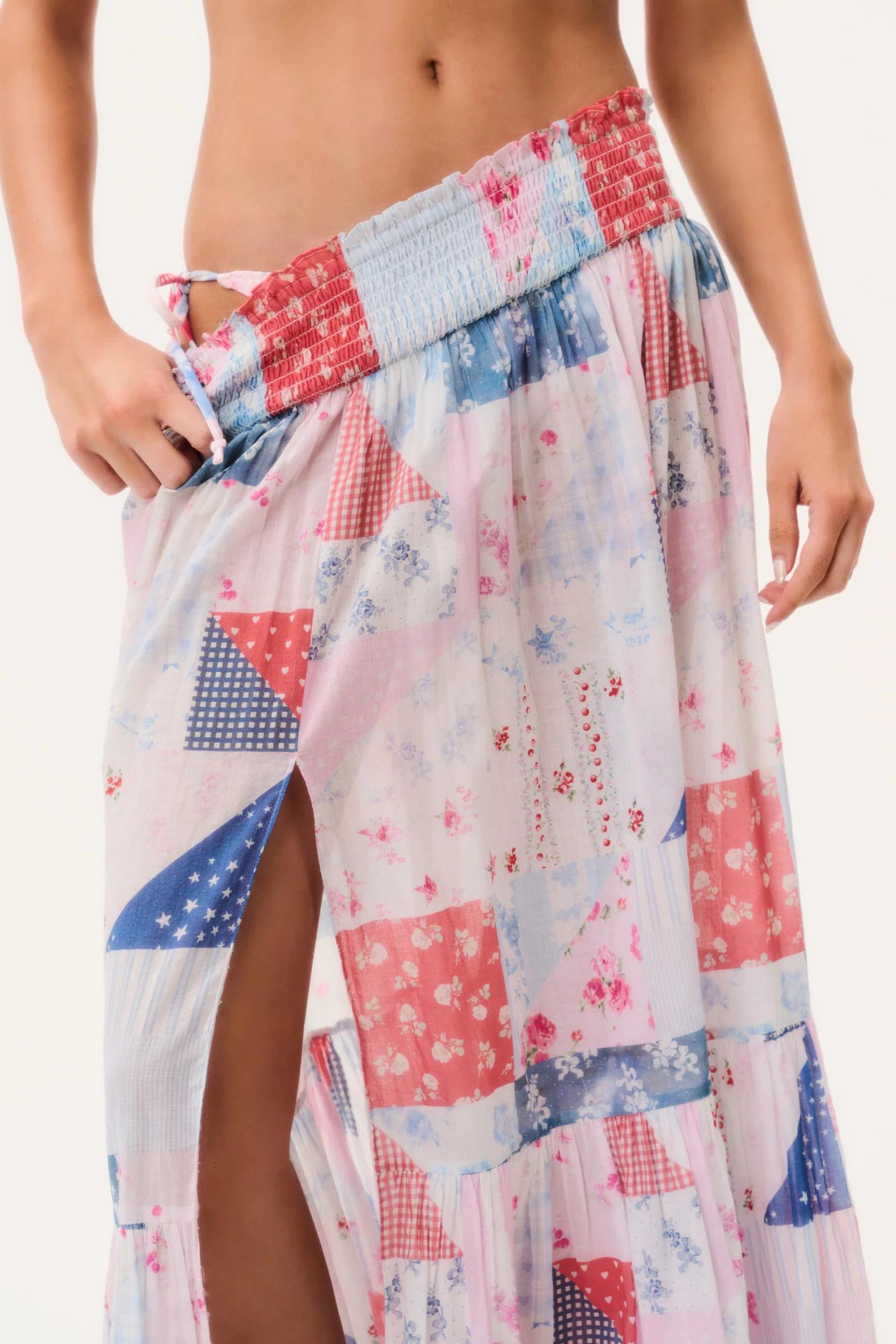 Umber Patchwork-Print-Maxirock