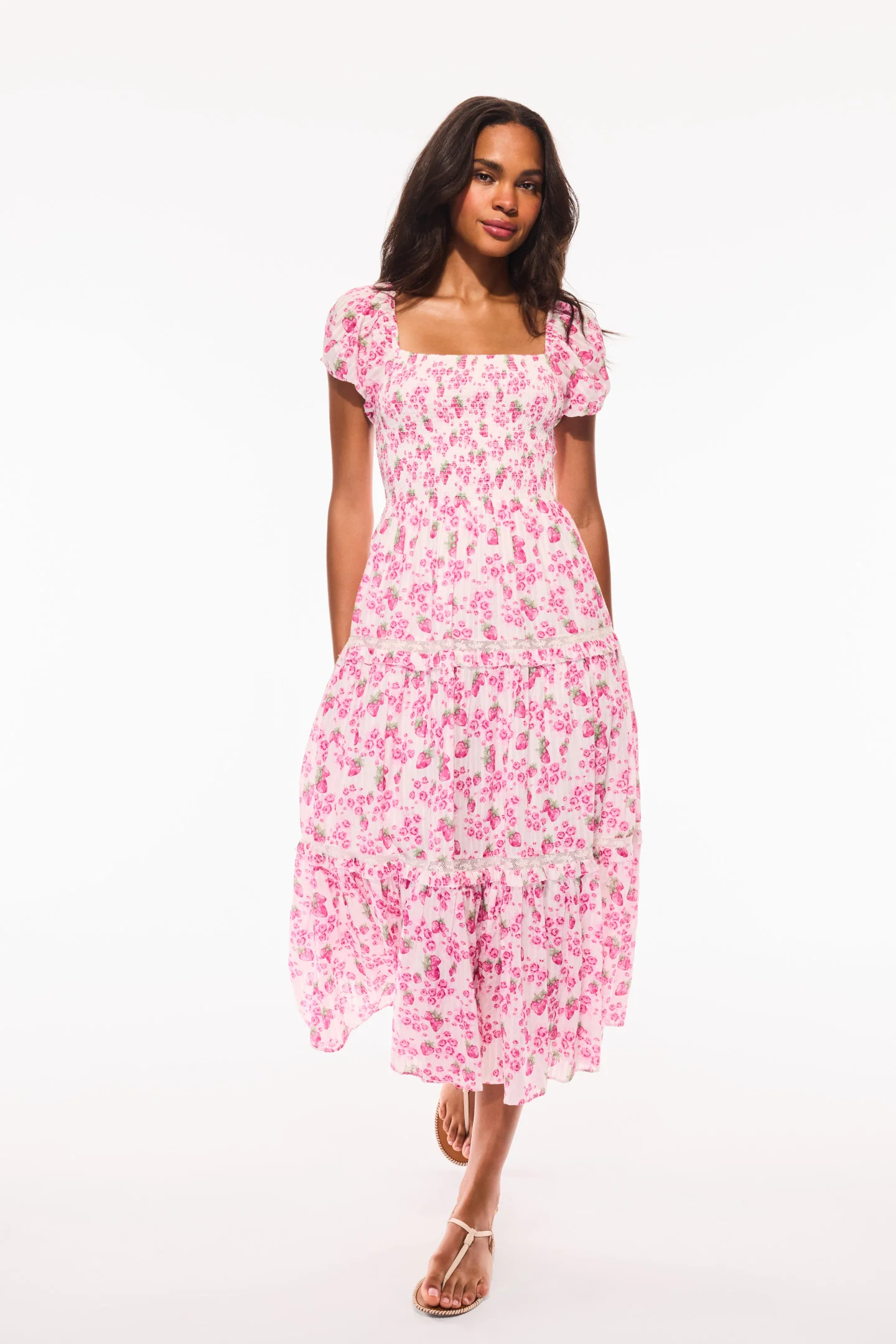 Masie Sommer Erbstück-Print-Midi-Kleid