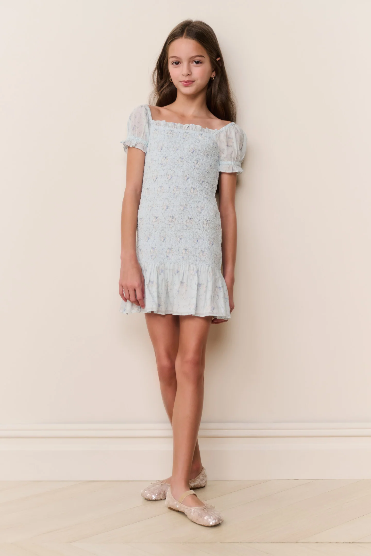 Tween Mosa Blumen Baumwollkleid