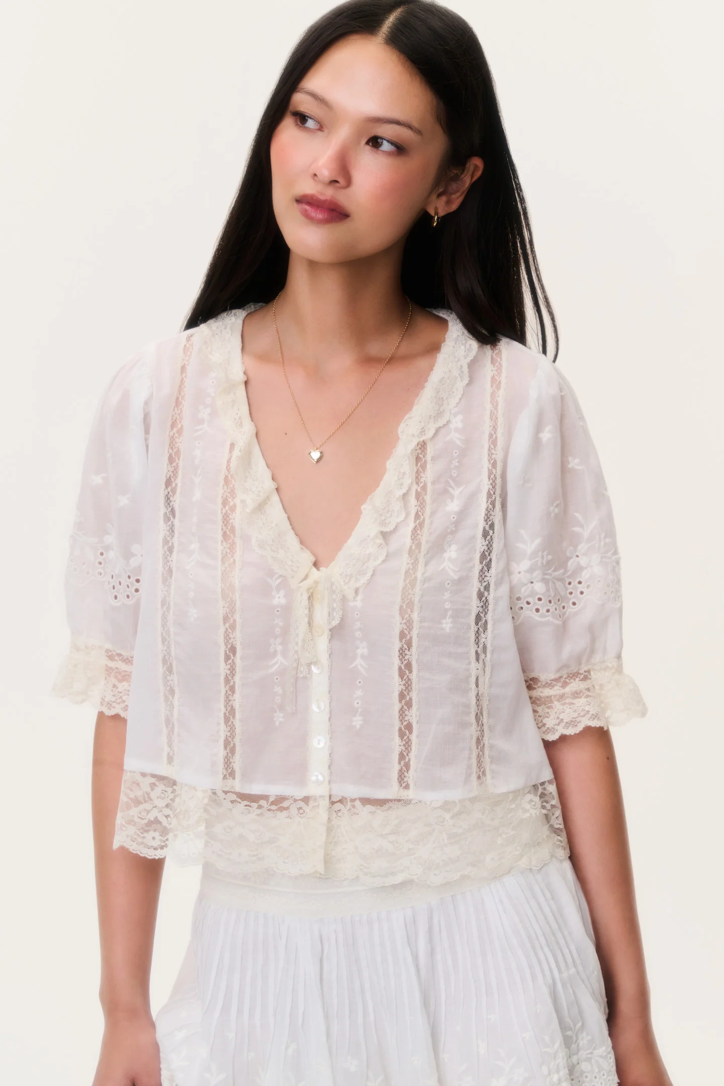 Maurelle Baumwollspitzenbluse