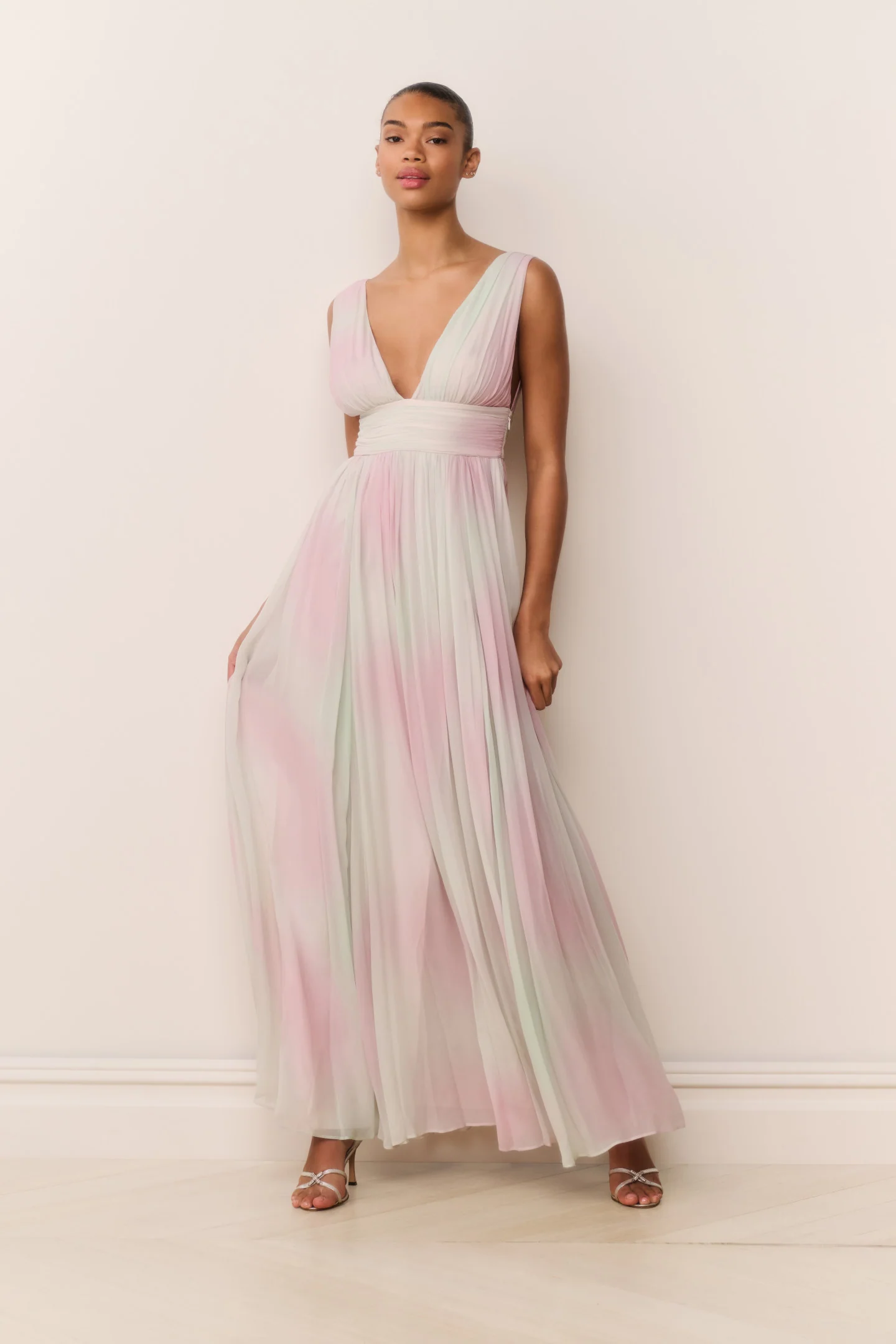 Madeleine Pastell-Tie-Dye-Chiffon-Maxikleid