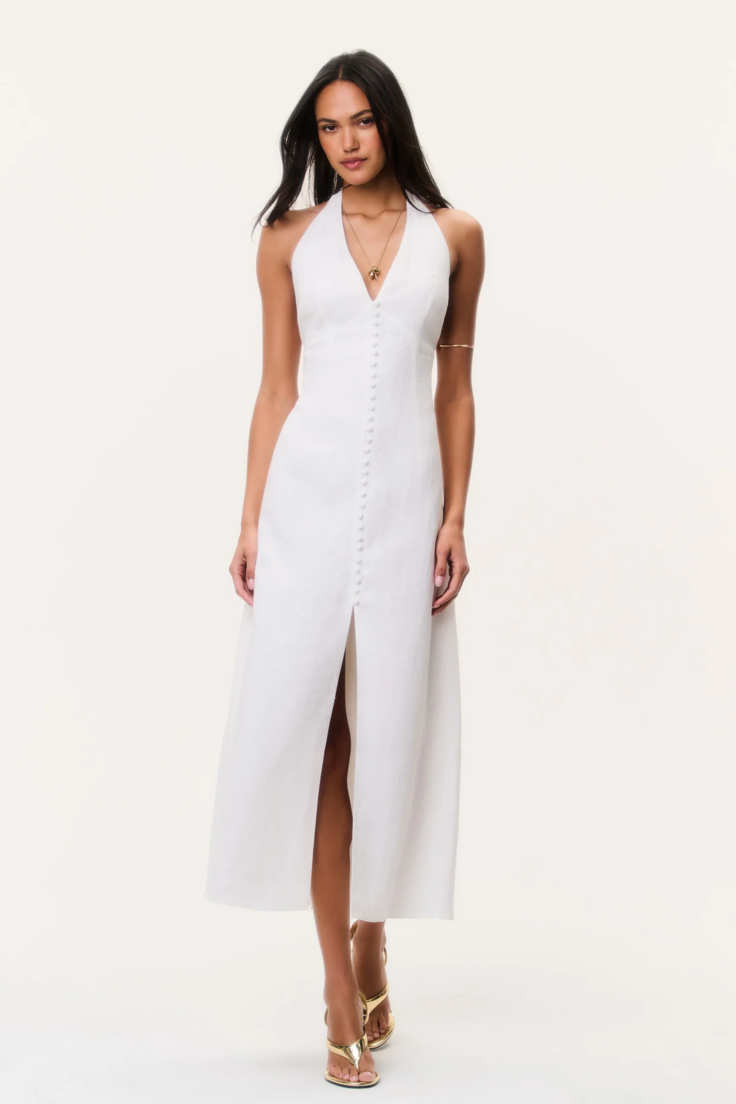 Lovis Leinen Halter Maxikleid