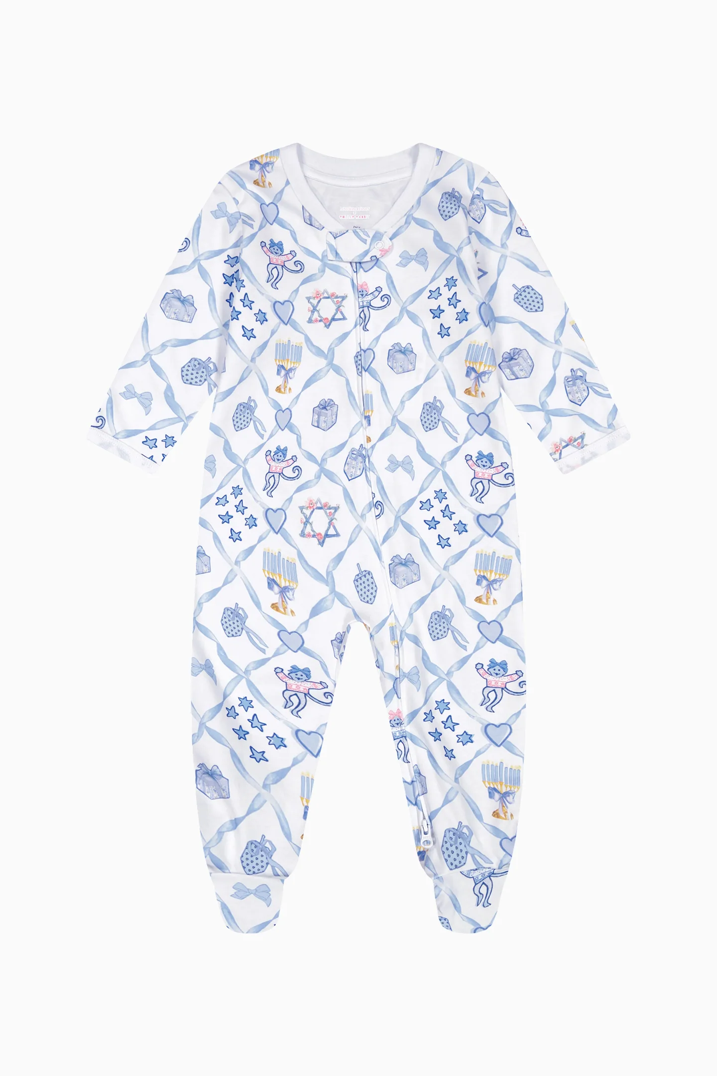 LoveShackFancy x Roller Rabbit Baby Starry Nights Gitter-Reißverschluss-Fußsack