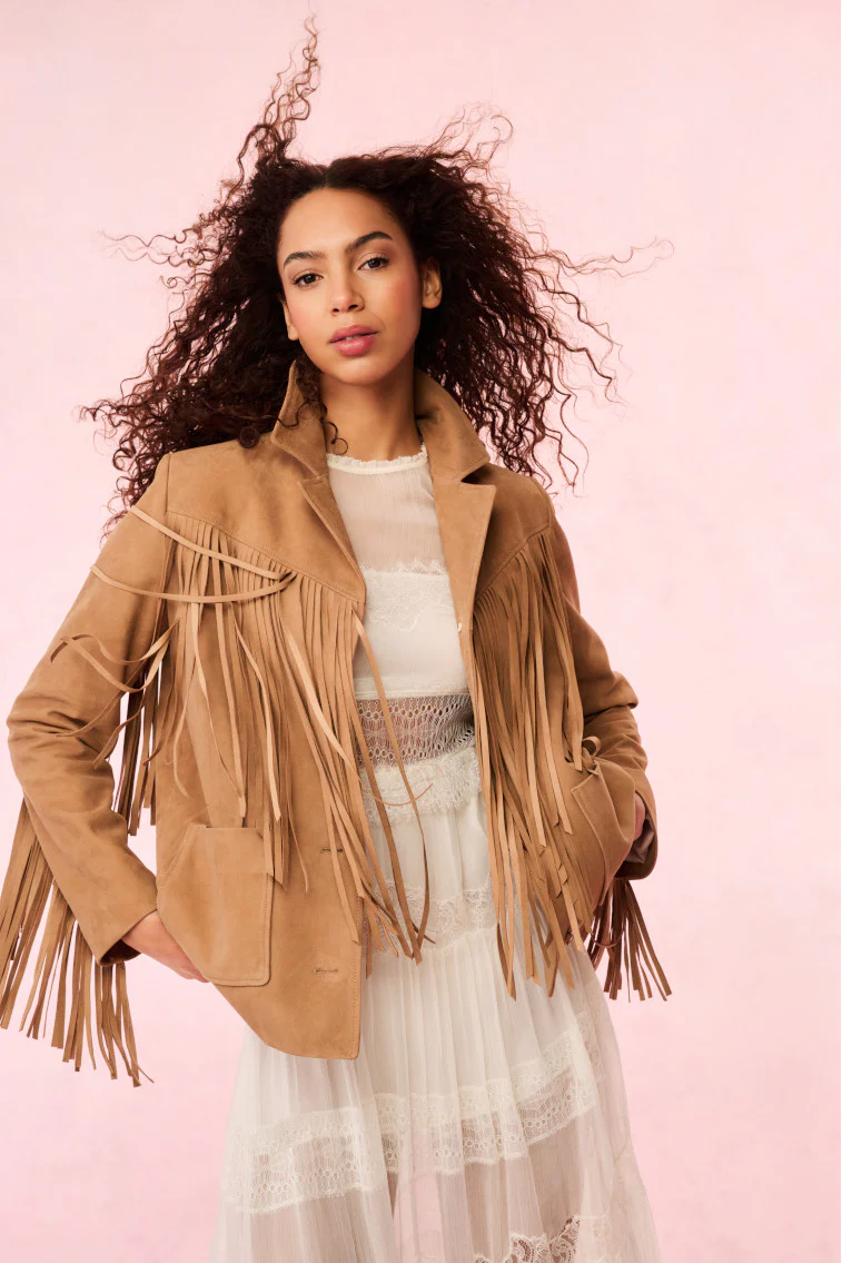 Geraline Suede Fringe Jacke