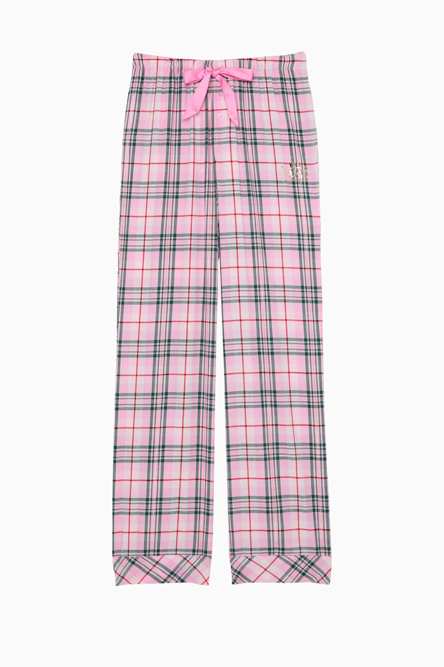PINK x LoveShackFancy Pink Lurex-Streifen-Flanell-Pyjama-Hose